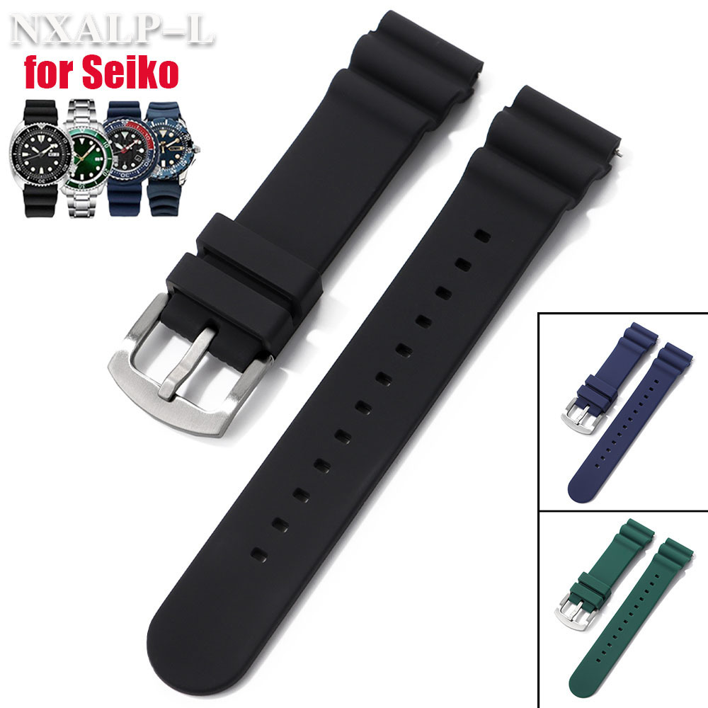 Seiko Watch 5 Sports - 20mm 22mm Silicone Watch Band for