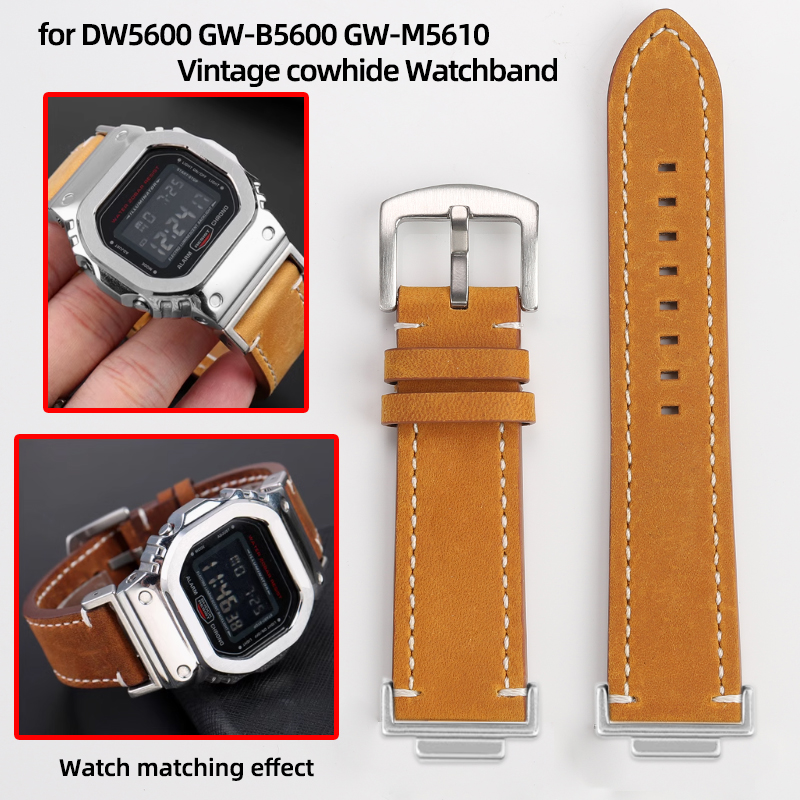 Casio Watch G-Shock Dw-5600 - Vintage cowhide Watchband For G-SHOCK Casio