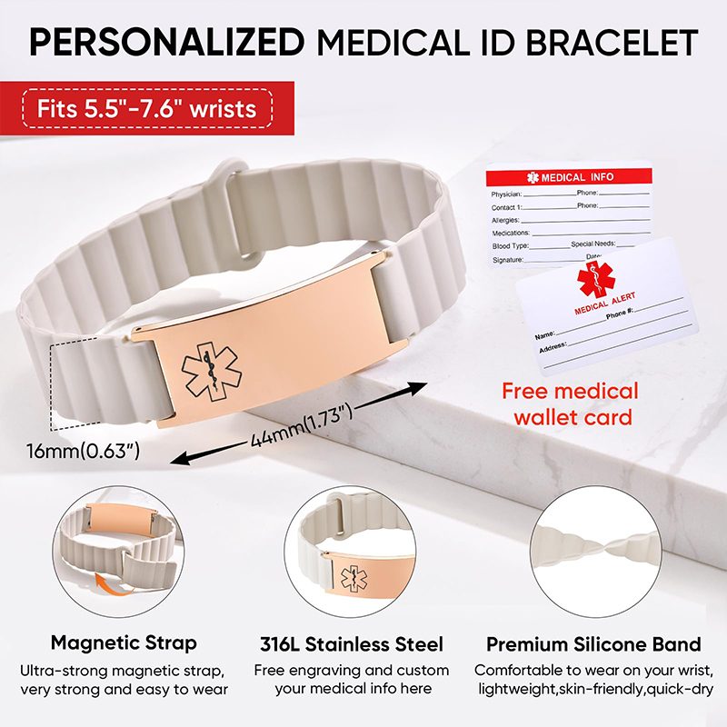 Custom Medical ID Bracelet for - Silicone Band Women ulasan dan harga
