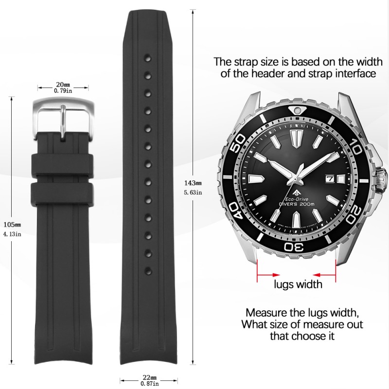22mm Curved End Silicone Watch - Citizen Watch Promaster ulasan dan harga