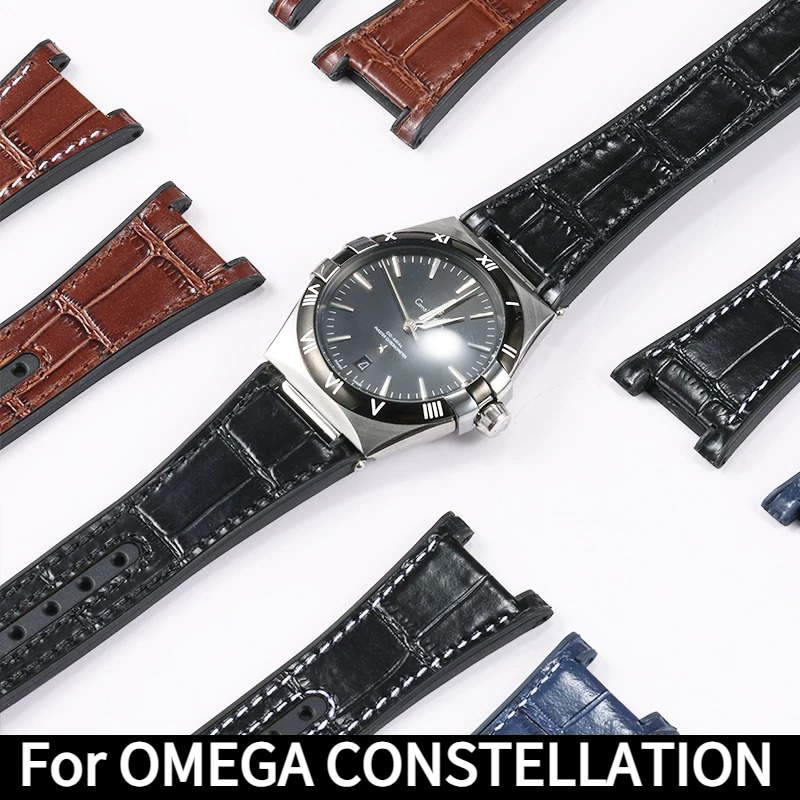 Crocodile-patterned genuine le - Omega Watch Constellation ulasan dan harga