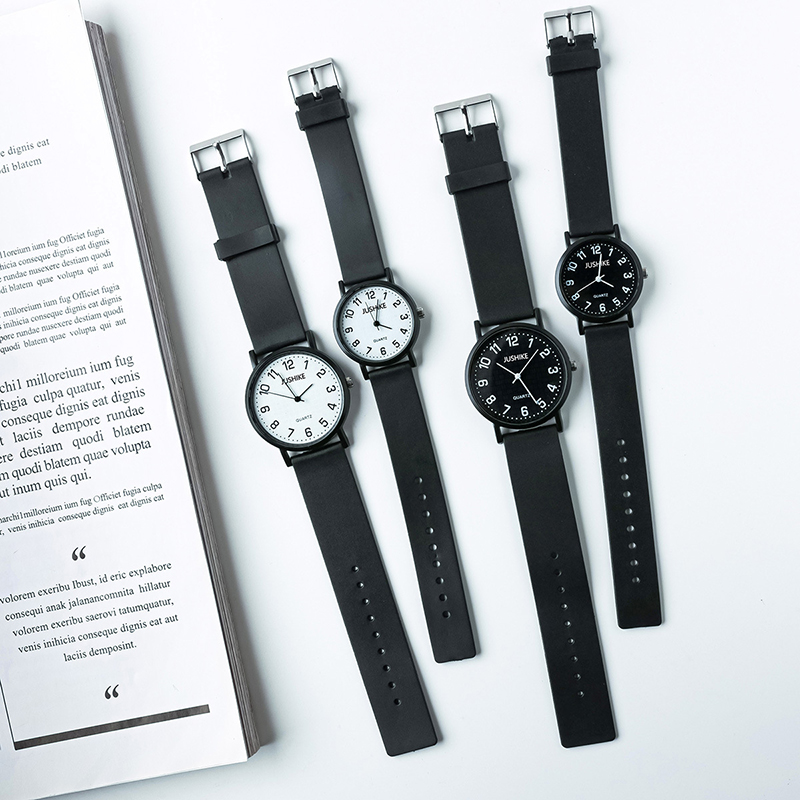 Simple Black Watch Quartz Watc - Silicone Band Women ulasan dan harga