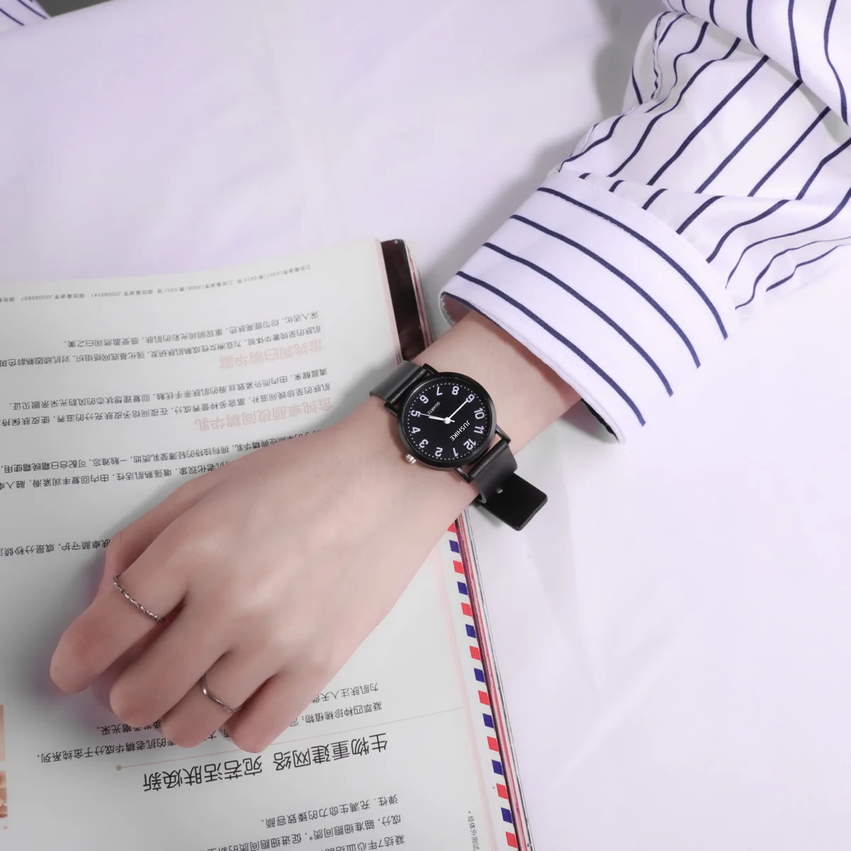 Simple Black Watch Quartz Watc - Silicone Band Women ulasan dan harga